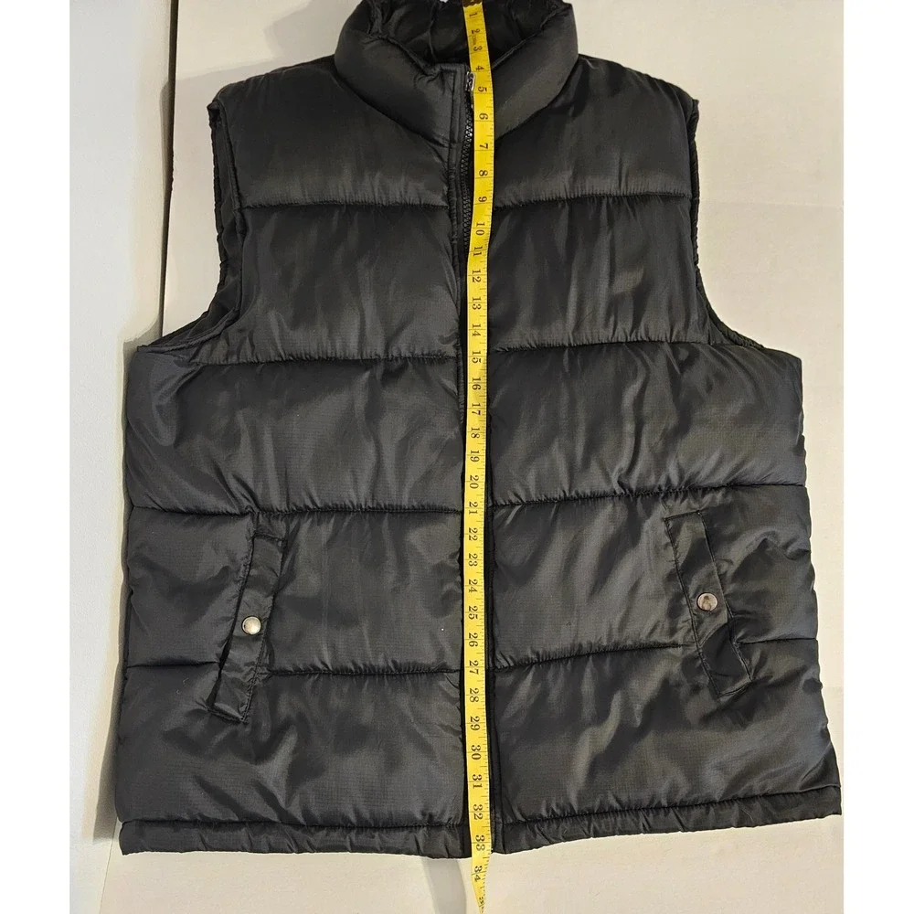 KC Collections Mens Black Puffer‎ Vest Full Zip Quilted Sleeveless Jacket Large
